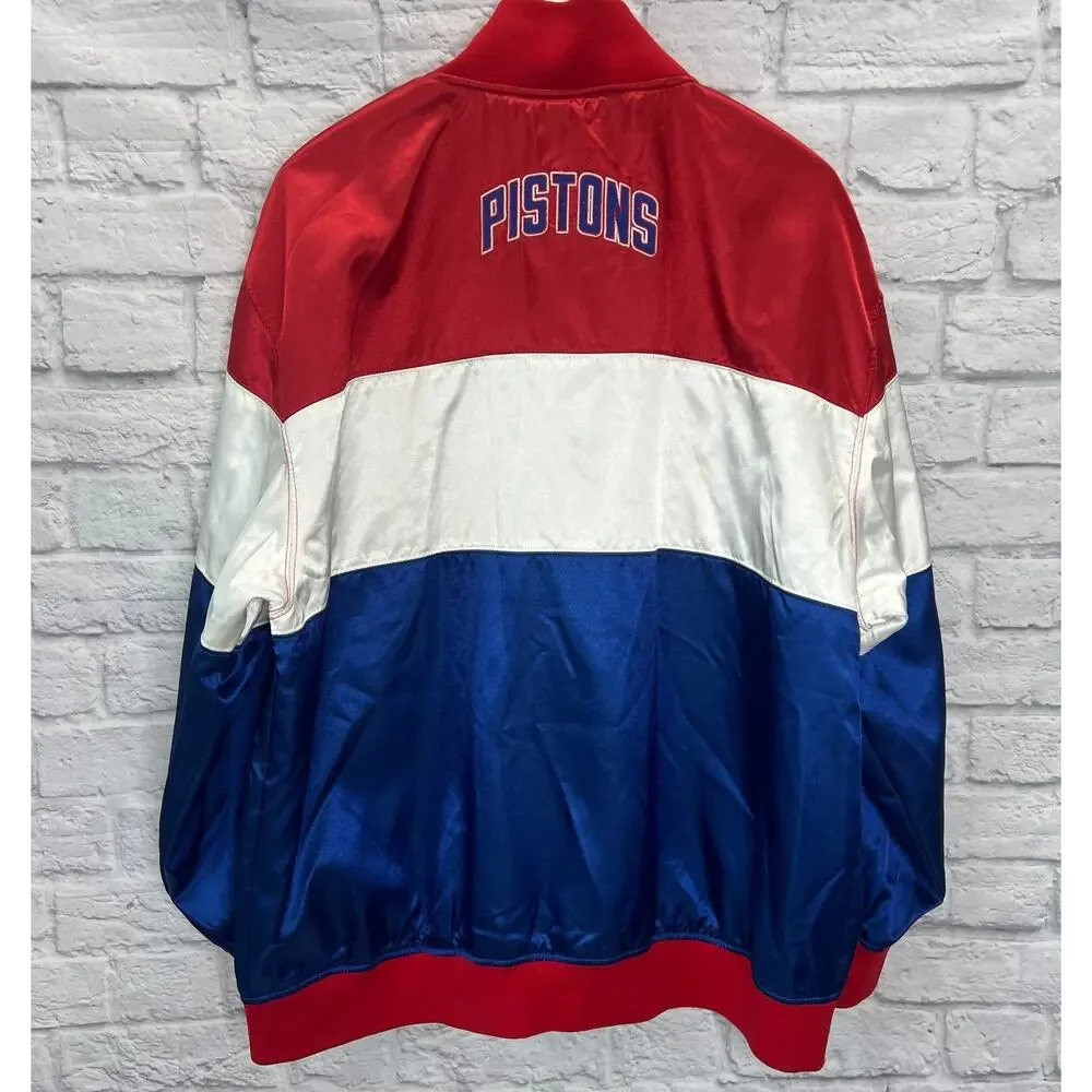 Hardwood Classics Mitchell & Ness Jacket Red White Blue Size XL Satin Pistons